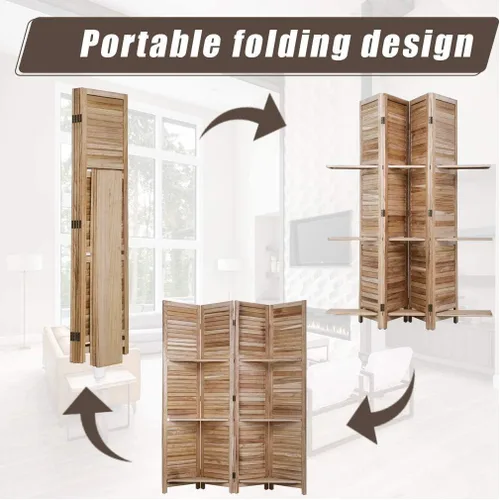 Miniatura 6 de Divisores de habitación y pantallas plegables de privacidad, 4 paneles de 69 pulgadas de alto, divisor de separación de habitación portátil con 3