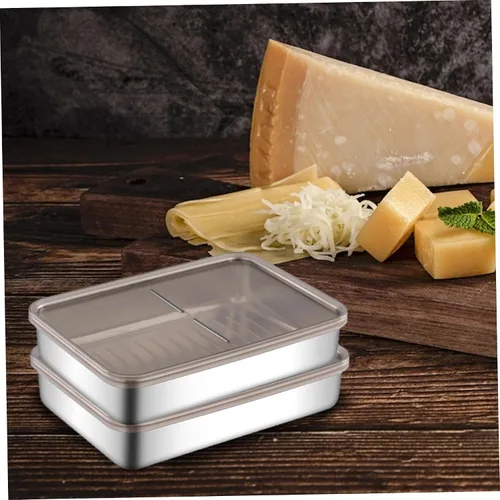 Miniatura 2 de Recipiente de tocino para refrigerador, 2 unidades, recipiente grande de acero inoxidable para nevera, antiadherente, apilable, estilo japonés