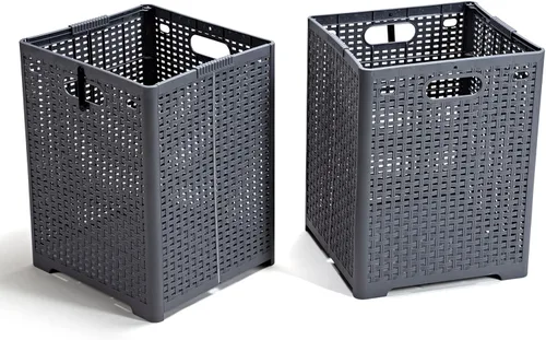 Eslite Cestas de plástico plegables para la ropa sucia de 42 litros, cesta plegable para la ropa, paquete de 2 unidades (gris)