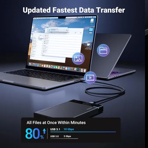 Miniatura 3 de UGREEN 10 Gbps Cables de disco duro Micro B a USB C, 3.3 pies USB C a Micro B, cable de disco duro externo compatible con MacBook Pro/Air