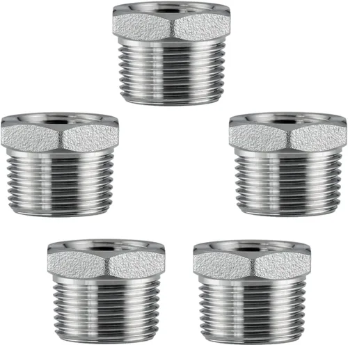 Miniatura 8 de Buje Reductor Hexagonal de Acero Inoxidable de 2" NPT Macho a 3/4" NPT Hembra Adaptador de Conexión de Tubería (paquete de 1)