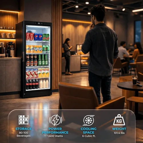 Miniatura 7 de GRS Refrigerador comercial con cerradura de puerta de vidrio Flujo de aire fresco y temperatura Refrigerador de bebidas, enfriador de bebidas