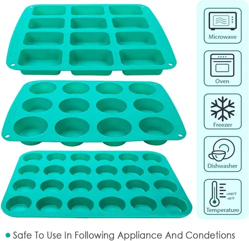 Miniatura 2 de Webake Juego de 4 moldes de silicona para tartas para magdalenas, cupcakes, tarta brownie, diferentes moldes para hornear