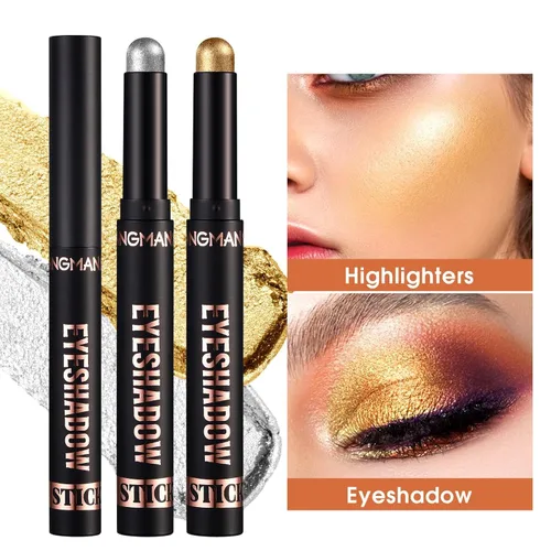 Miniatura 5 de Barra de sombra de ojos, 8 piezas de sombra de ojos en barra suave y lisa, color tierra mate + contorno de color de metal brillante, impermeable