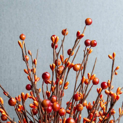 Miniatura 5 de JINGHONG Paquete de 6 tallos de bayas de otoño de 43 cm de alto, púas de bayas naranjas artificiales, púas florales artificiales para jarrones, Baya