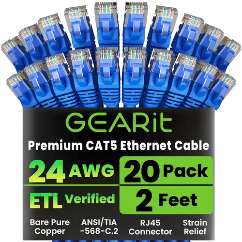 Miniatura 14 de GearIT Paquete de 20 cables de conexión Ethernet Cat5e de 5 pies, cable de red LAN RJ45 sin enganches, color azul