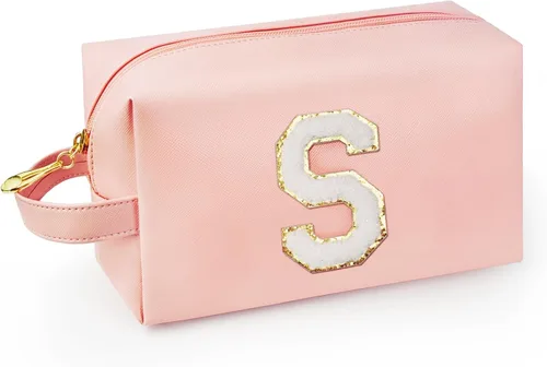 Miniatura 37 de Bolsa de maquillaje personalizada con inicial con asa, bolsa de cosméticos de preparación con bolsillo interior con cremallera, 8, 9, 10, 11, 12
