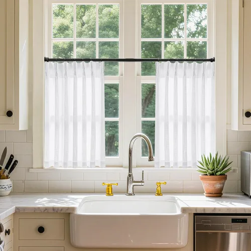 Miniatura 136 de Cortinas de lino natural con pliegues fruncidos de 120 pulgadas de largo para sala de estar, cortinas plisadas con ganchos y lengüeta trasera