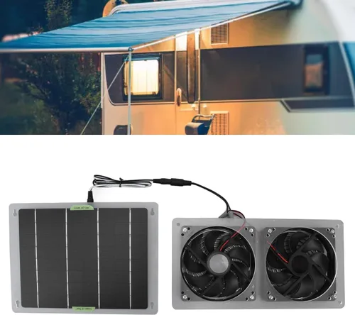 Miniatura 5 de Kit de ventilador solar 100 W 12 V ventilador de escape doble con panel solar para áticos pequeños gallineros invernaderos escape de ventana
