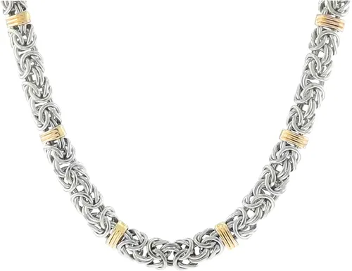 Miniatura 7 de Ross-Simons Sterling Silver and 14kt Yellow Gold Byzantine Station Necklace