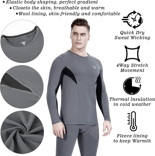 Miniatura 3 de Ropa interior térmica para hombre, con forro polar, táctica, deportiva, conjunto térmico