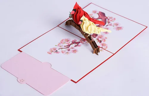 Miniatura 4 de 3D Popup Card of Cardinal Bird Couple, Paper Art & Handicraft, Greeting Card, Birthday, Anniversary, Christmas, Mothers Day, Fathers Day Card