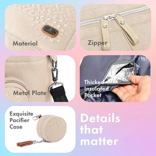 Miniatura 3 de Dikaslon Bolsa de pañales, gran bolso de viaje para mamá y papá, bolso de bebé multifunción para niños y niñas con estuche para chupete y cambiador