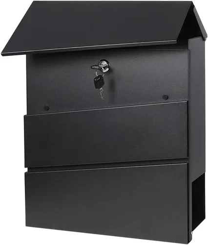 Miniatura 4 de Buzones con cerradura con llaves, buzón de correo montado en la pared al aire libre con gran capacidad, 14 3/10 x 4 1/10 x 13 pulgadas, negro