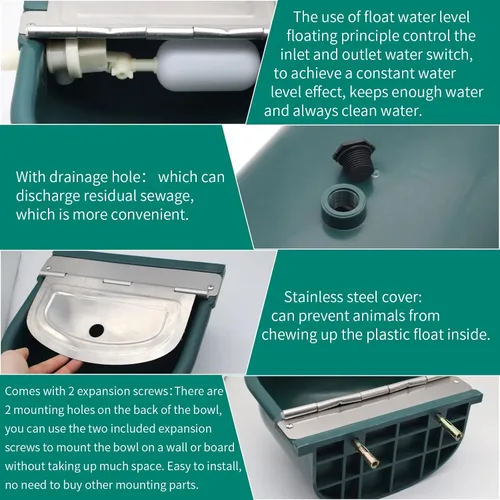 Miniatura 5 de Recipiente automático de agua, bebedero para ganado para ganado, perro, caballo, cabra, oveja, cuenco de agua potable para animales al aire libre