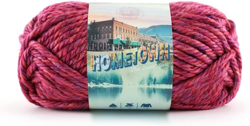 Lion Brand Yarn Hometown - Ovillo de lana súper voluminoso para tejer, ganchillo y manualidades, 1 unidad, Phoenix Azalea