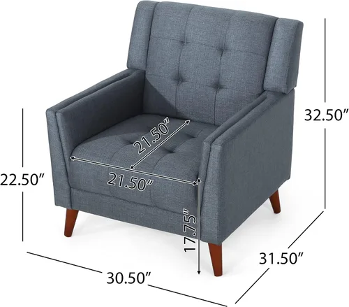 Miniatura 3 de Christopher Knight Home Evelyn Mid Century - Sillón de tela moderna, color gris oscuro, nogal