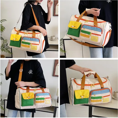Miniatura 198 de Pequeña bolsa de gimnasio para mujer, bolsa de viaje con compartimento para zapatos