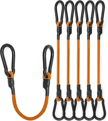 Miniatura 8 de Cuerdas elásticas ajustables de 18 pulgadas con ganchos, ajuste flexible de 6.5 a 18 pulgadas, correas elásticas negras con elasticidad superior