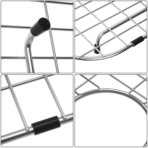Miniatura 4 de Rejilla protectora para fregadero de 26-1/16" x 14-1/16", drenaje centrado con radio de esquina 3-1/2", material de acero inoxidable 304