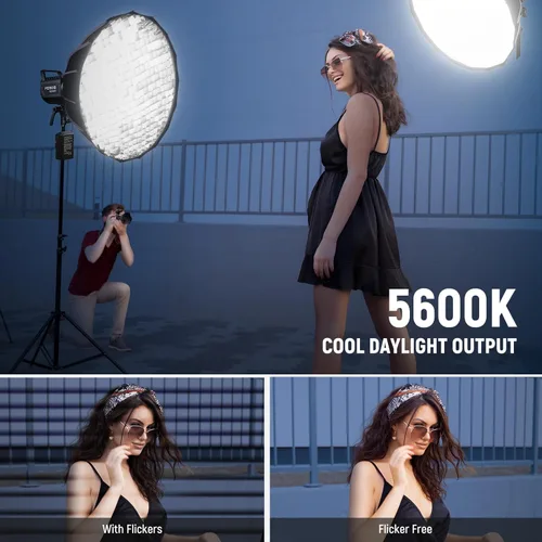 Miniatura 4 de NEEWER FS150 Luz de Vídeo LED 2.4G/Control APP, Luz Continua Silenciosa de 130W 5600K COB Luz Diurna para Fotografía con 4 Tipos de Atenuación