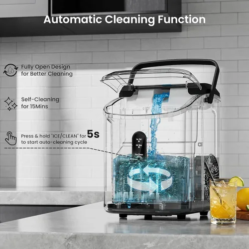 Miniatura 8 de Antarctic Star Máquina de hielo para encimera con hielo de pellets masticable suave, 34 libras/24 horas, operación con un solo clic, máquina