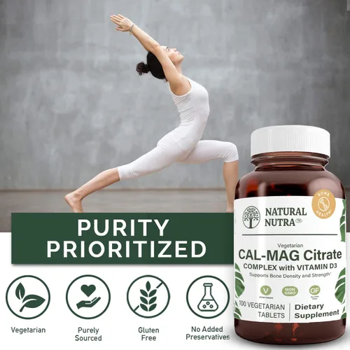 Miniatura 4 de Natural Nutra Citrato de Cal-Mag con vitamina D3,1000/500 mg Complejo, fortalece la densidad ósea, la salud muscular y nerviosa, fuentes altamente