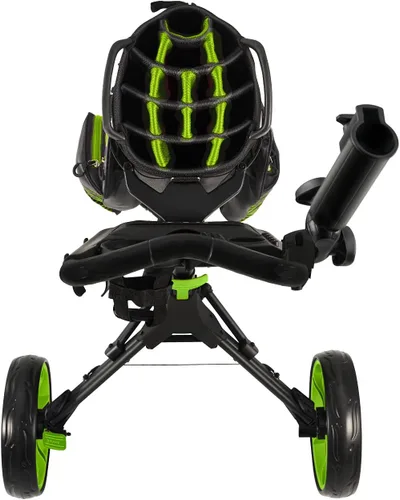 Miniatura 3 de KVV Carrito de empuje de golf de 3 ruedas ultra ligero tamaño plegable más pequeño, soporte para tarjeta de puntuación de nueva versión Negro/Lime
