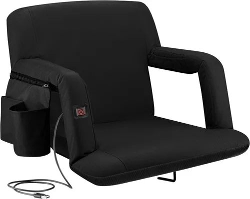 Alpcour Asiento de estadio de masaje con calefacción, silla reclinable de lujo con respaldo y brazo - Calentador y masajeador integrados - Extra
