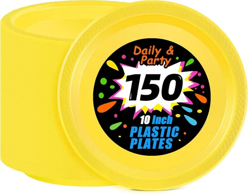 Miniatura 48 de WELLIFE Platos de postre negros de 7 pulgadas, 150 unidades, platos de postre de plástico desechables para fiestas, pasteles, aperitivos, ensaladas