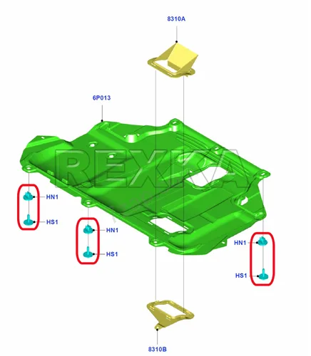 Miniatura 6 de Rexka 10 juegos de tornillos T30 para cubierta de protección contra salpicaduras de motor T30, kit de clip de tuerca de perno compatible con Ford