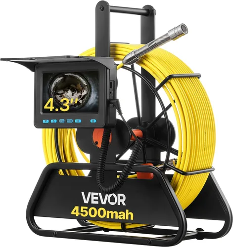Cámara de alcantarillado VEVOR, 66 pies/20m, cámara de inspección de drenaje de 4.3", cámara de plomería serpiente impermeable IP68 con luces - 6
