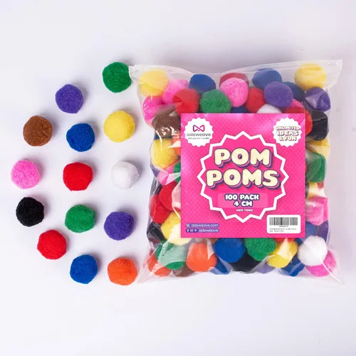 Miniatura 7 de Adeweave Pompones de 3.81 cm – 100 pompones suaves y esponjosos – Suministros de manualidades multicolores en una caja reutilizable, gran bola