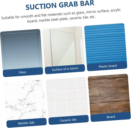 Miniatura 5 de Housoutil Barra de agarre de seguridad con mango de ventosa, barra de agarre para baño, soporte de pared resistente para baño de 3 piezas