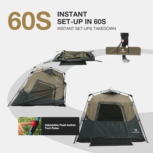 Miniatura 5 de CAMEL CROWN 4/6 Person Instant Cabin Tent, Pop Up Windproof Tents for Camping, 60-Second Setup Family Tent with Carry Bag for Outdoor Hiking Marrón