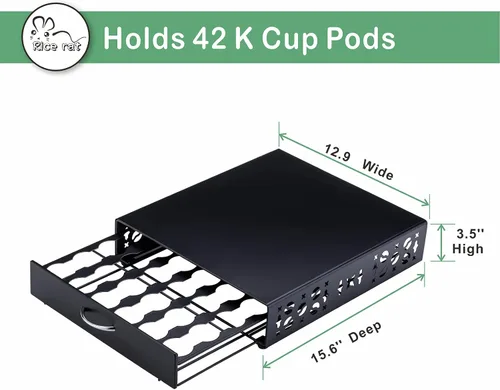 Miniatura 2 de K Cup Pod - Cajón superior de hierro, soporte para cápsulas de café, compatible con almacenamiento de cápsulas, 42 K cup (negro)