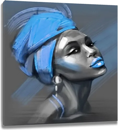Miniatura 22 de LB Arte de pared de mujer afroamericana, mujer negra con cabello dorado, impresiones de pintura abstracta, belleza moderna negra y dorada para sala