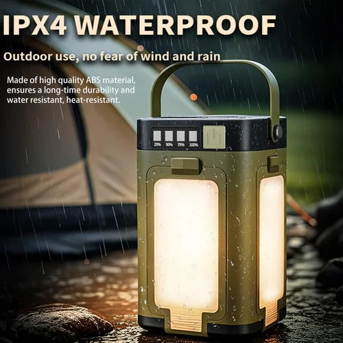 Miniatura 3 de Linterna solar LED para camping, portátil, IPX4, impermeable, recargable, con carga solar de 2000 mAh e indicador de potencia LED, linterna con 6