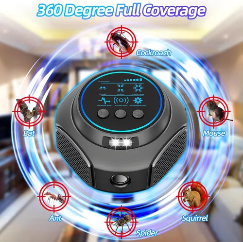 Miniatura 3 de Repelente ultrasónico de plagas Repelente de roedores enchufe ultrasónico con repelente de ratones de 360° en interiores y 4 modos Repelente