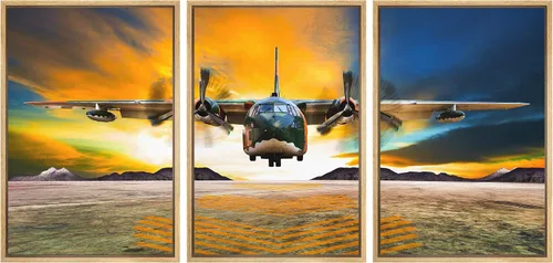 Miniatura 130 de wall26 Lienzo enmarcado para pared, juego de arte exótico tropical, océano, mar, avión, puesta de sol, transporte, fotografía, realismo, decorativo