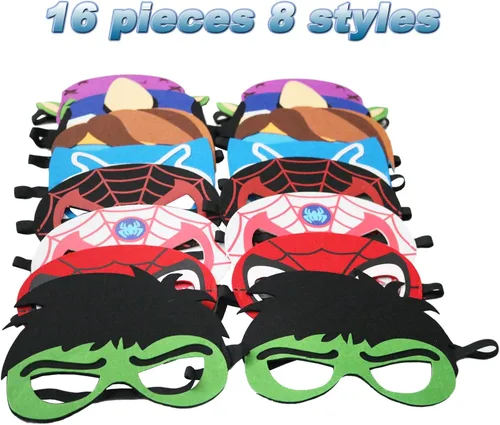Miniatura 4 de Máscaras de fiesta para niños, 16 paquetes de suministros para niños, regalo de cumpleaños, Halloween, cosplay, fiesta, suministros de máscaras