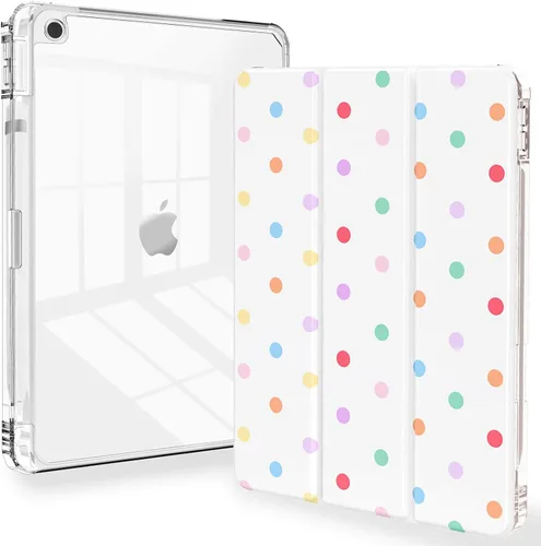 Miniatura 11 de Feams Funda para iPad de 9ª generación, funda triple para iPad 10.2, cubierta trasera transparente con soporte para lápiz y apagado Ángel