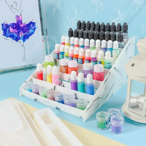 Miniatura 5 de Organizador de exhibición, moldes de silicona de resina epoxi, juego de 7 niveles para lápiz labial, maquillaje, esmalte de uñas, pigmento y joyería