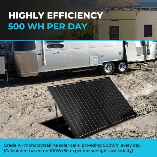 Miniatura 2 de Renogy - Panel solar portátil de 100 vatios y 12 voltios con controlador de carga impermeable de 20 A, maletín solar plegable de 100 W con soporte