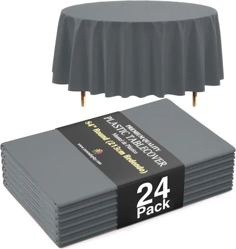 Miniatura 30 de Exquisite 66% Thicker Premium Aqua Round Tablecloth 0.5 Mil 6 Pack Plastic Table Cloth Disposable 84 Inch Round Plastic Tablecloth Won't Tear Easily