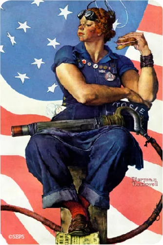 ARCANE VAULT - Saturday Evening Post™, Imán de madera Rosie The Riveter, cortado con láser, abedul recubierto de ultravioleta, decoración del hogar,