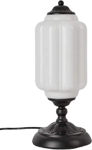 Miniatura 8 de Lámpara de mesa vintage de vidrio de leche, lámparas modernas de mediados de siglo regulables, elegante lámpara de noche Art Deco festoneada