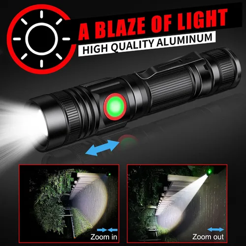 Miniatura 2 de DARKBEAM Linterna LED recargable USB de 2000 lúmenes altos, linternas de bolsillo pequeñas y brillantes, foco ajustable resistente al agua, luz