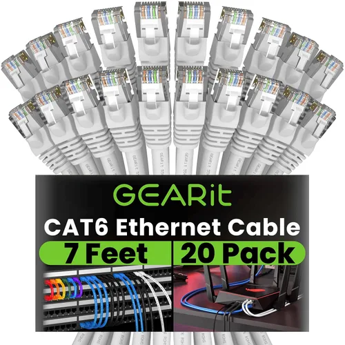 Miniatura 51 de Paquete de Cable Ethernet Cat 6 GEARit - Pack de 10 cables de conexión Ethernet Cat6 de 15 pies Cable de conexión de red RJ45, conectores dorados