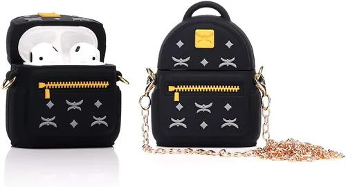 Funda de silicona compatible con Apple Airpods 1 y 2 [diseño divertido] [el mejor regalo para niñas, niños o mujeres] (bolsa negra)